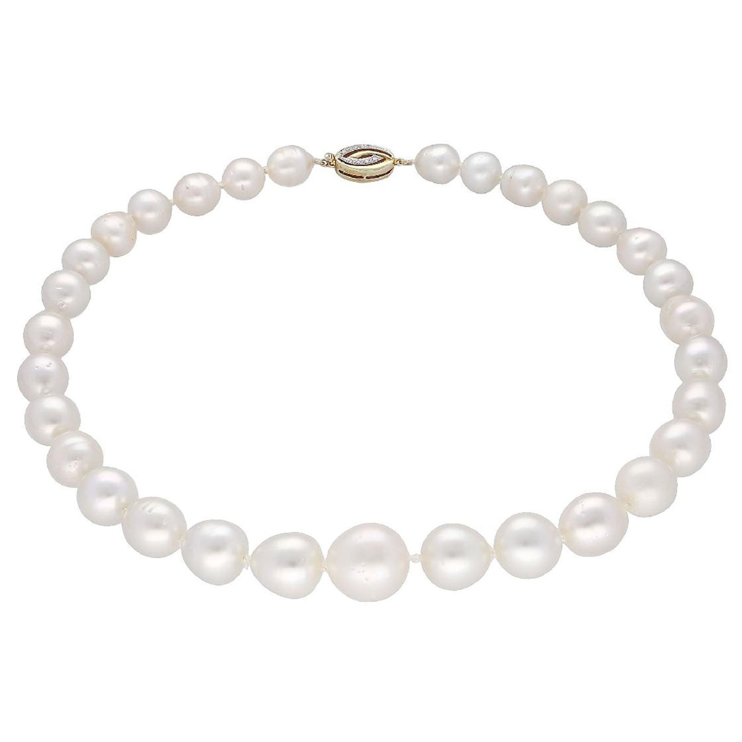 South Sea Pearl Bead Necklace with Diamond 14k Gold Clasp & GIA Report