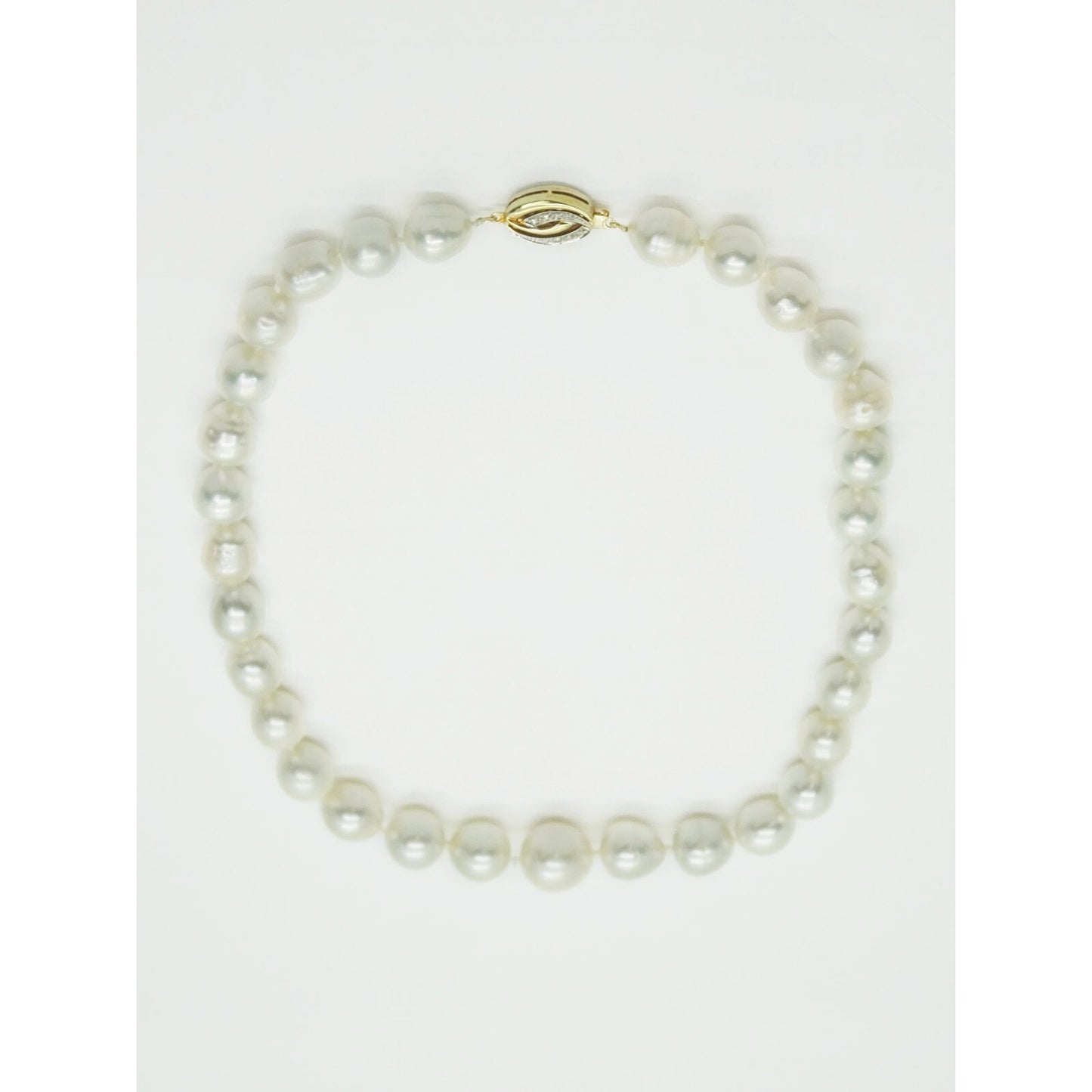 South Sea Pearl Bead Necklace with Diamond 14k Gold Clasp & GIA Report