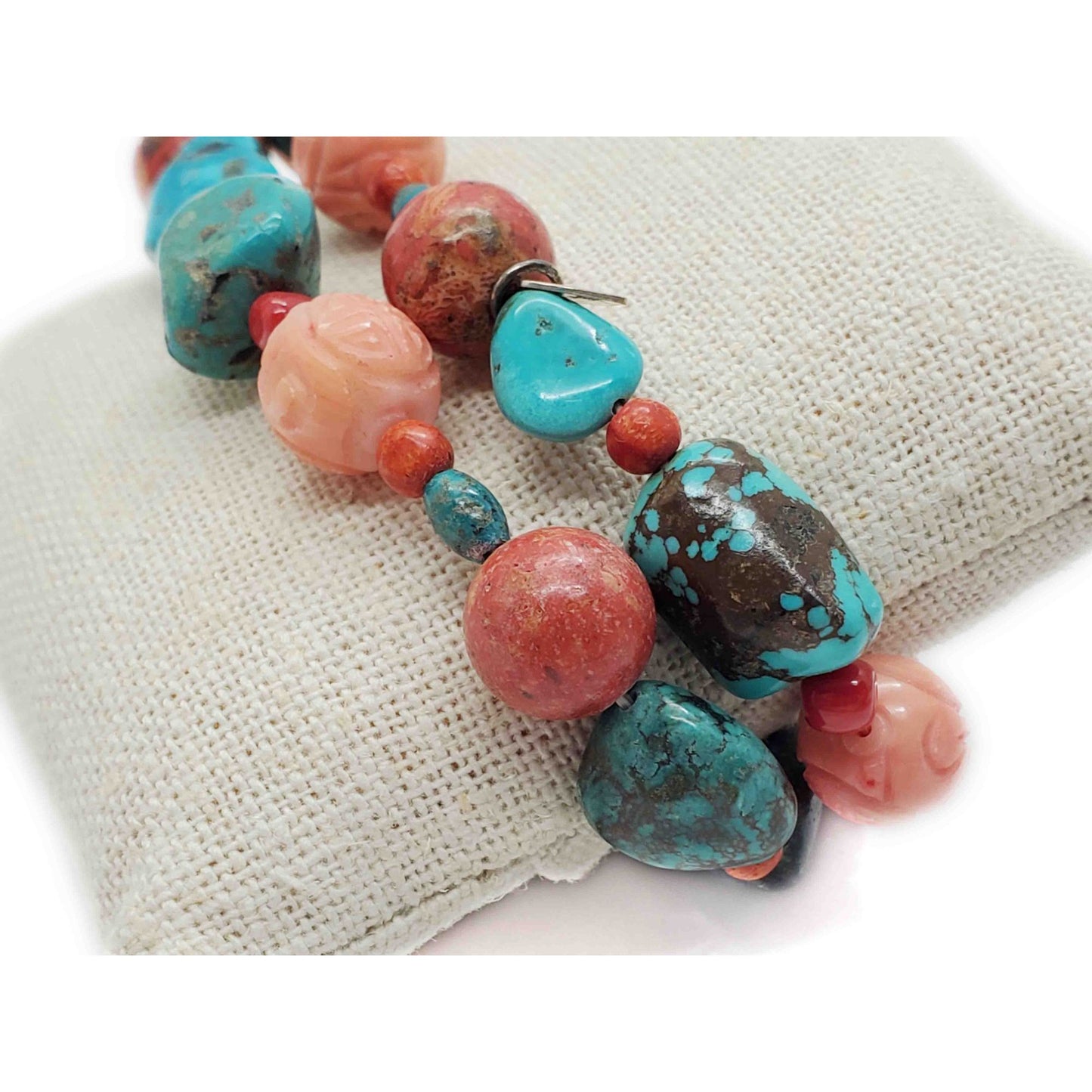 Jay King Turquoise & Red Coral Necklace & Bracelet Set Sterling Silver