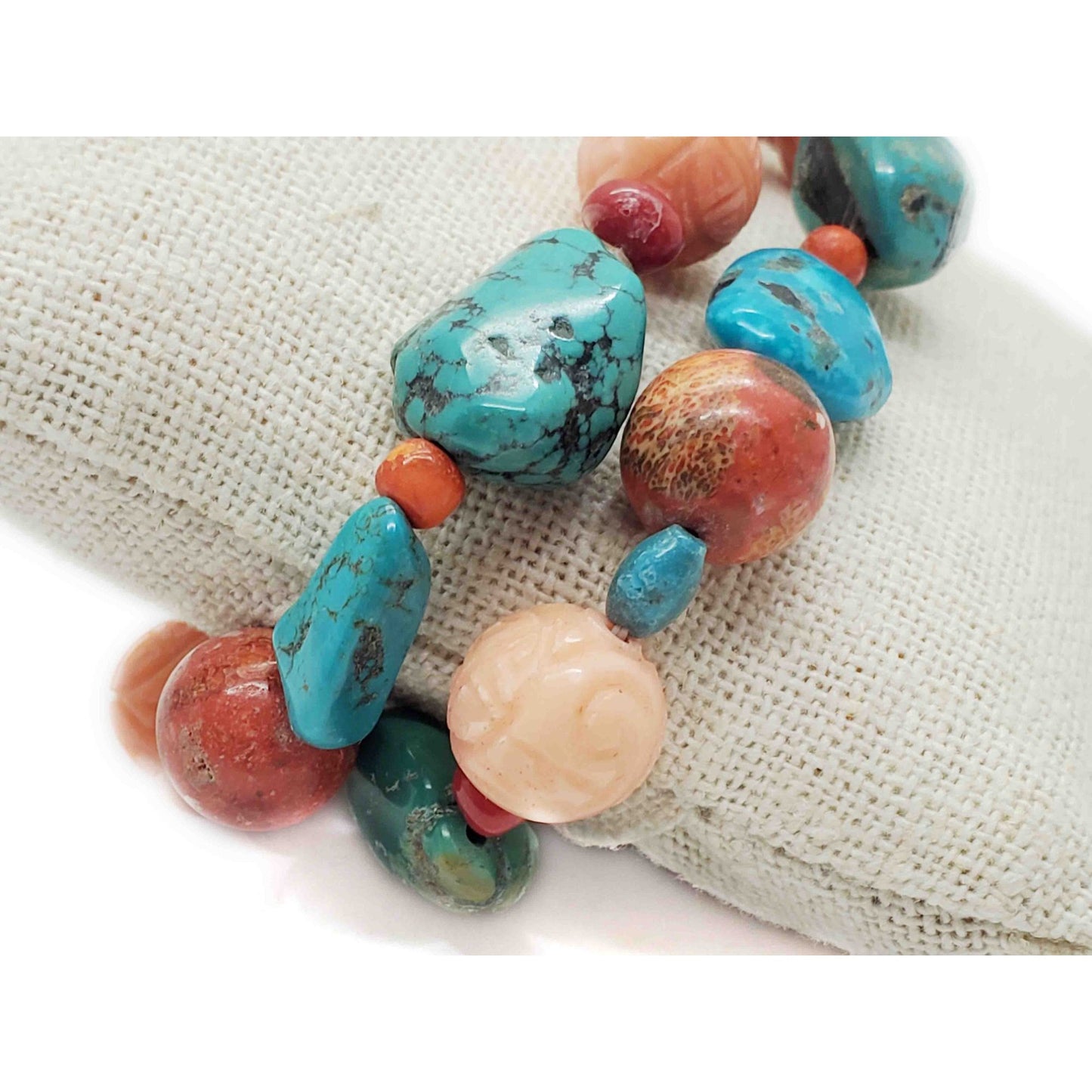 Jay King Turquoise & Red Coral Necklace & Bracelet Set Sterling Silver