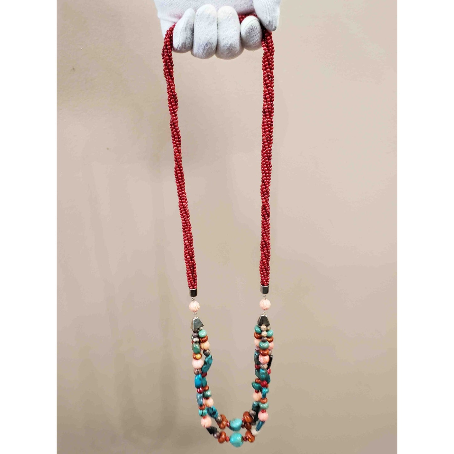 Jay King Turquoise & Red Coral Necklace & Bracelet Set Sterling Silver