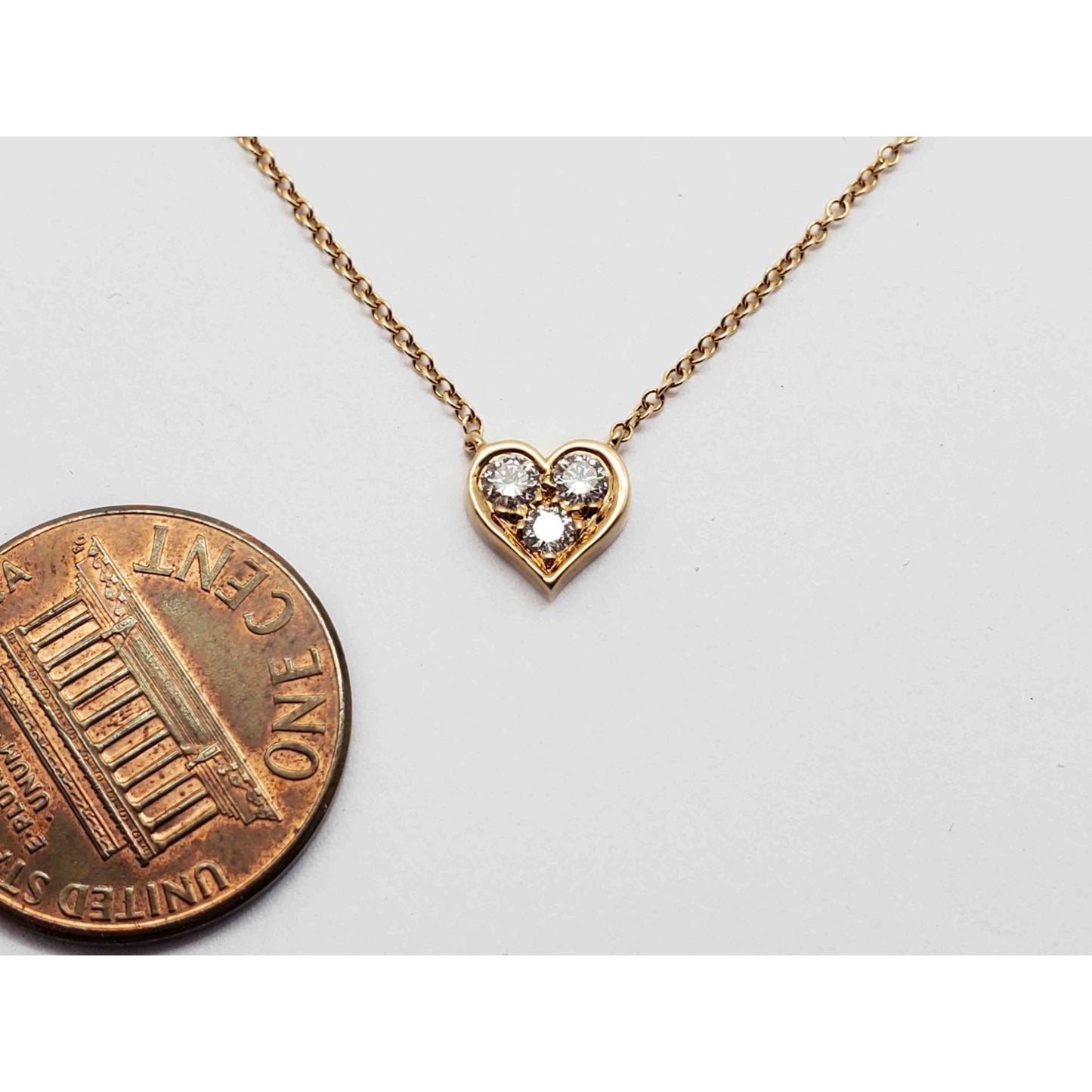 Tiffany & Co Diamond Mini Heart Necklace 18k Gold 18" Long