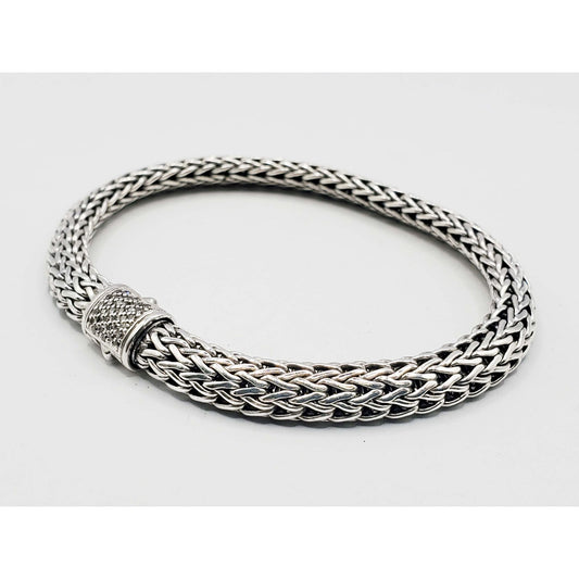John Hardy 4.5mm Diamond Icon Bracelet Sterling Silver Size L
