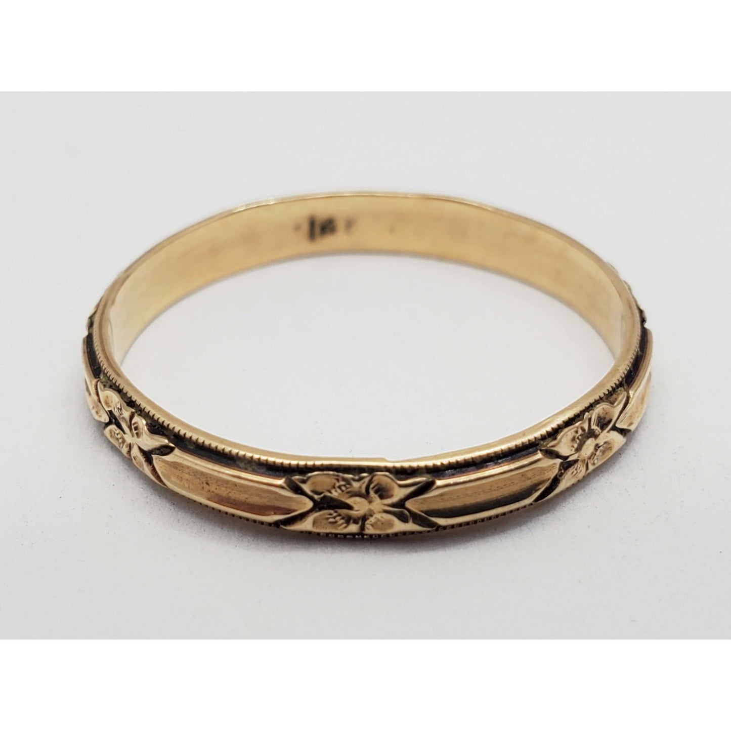 3mm Wide Carved Milgrain Edge Design Band Ring 14k Gold Size 10.5