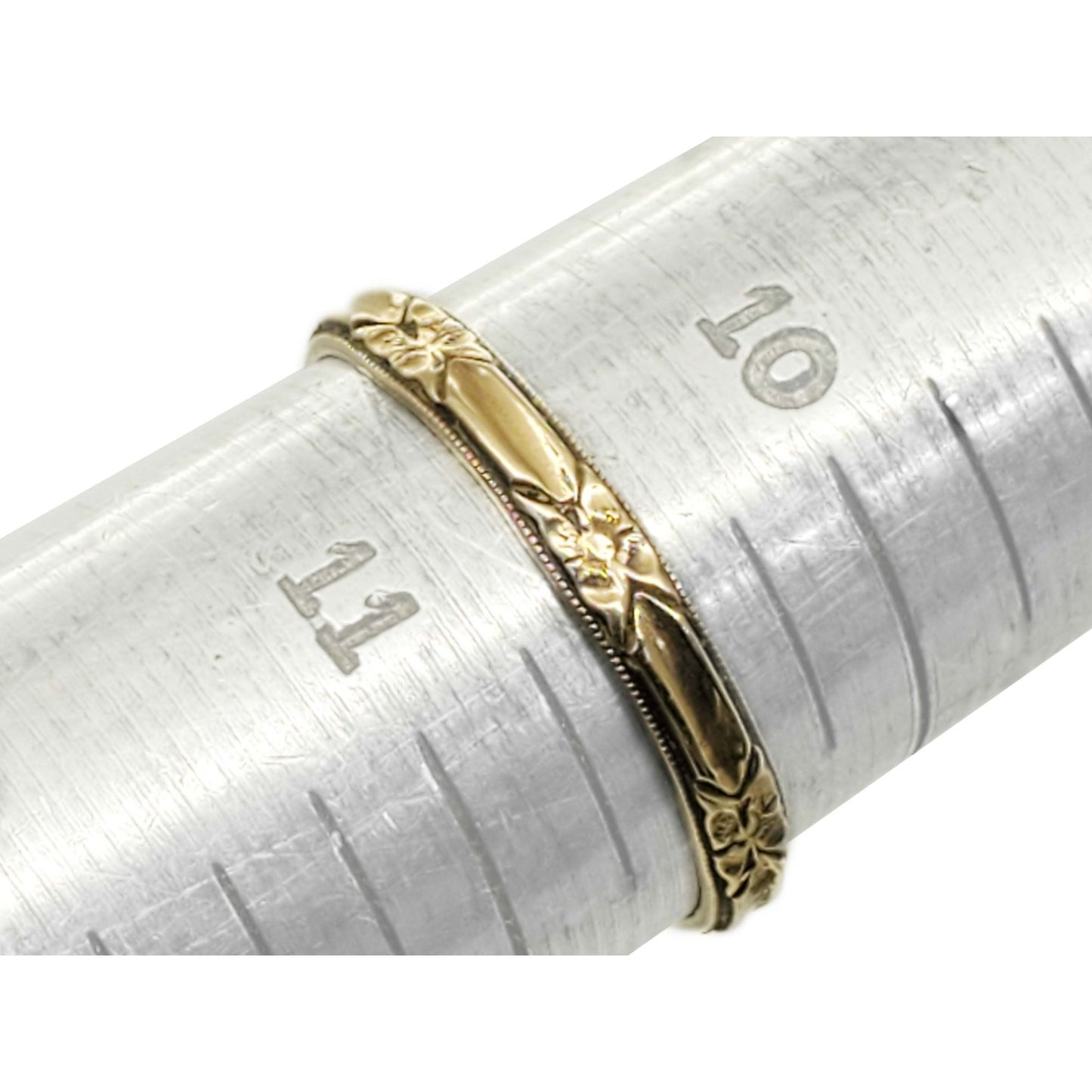 3mm Wide Carved Milgrain Edge Design Band Ring 14k Gold Size 10.5