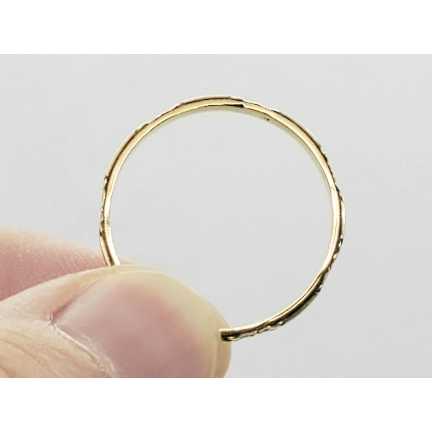 3mm Wide Carved Milgrain Edge Design Band Ring 14k Gold Size 10.5