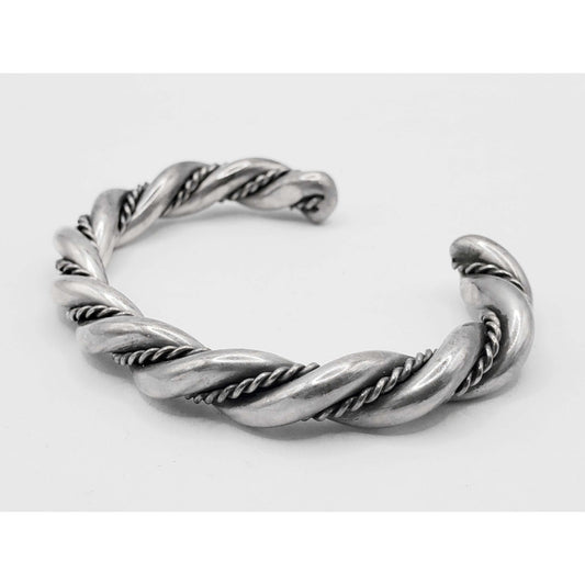 Antique Navajo Sterling Silver Two-Strand Braided Wire Cuff Bracelet