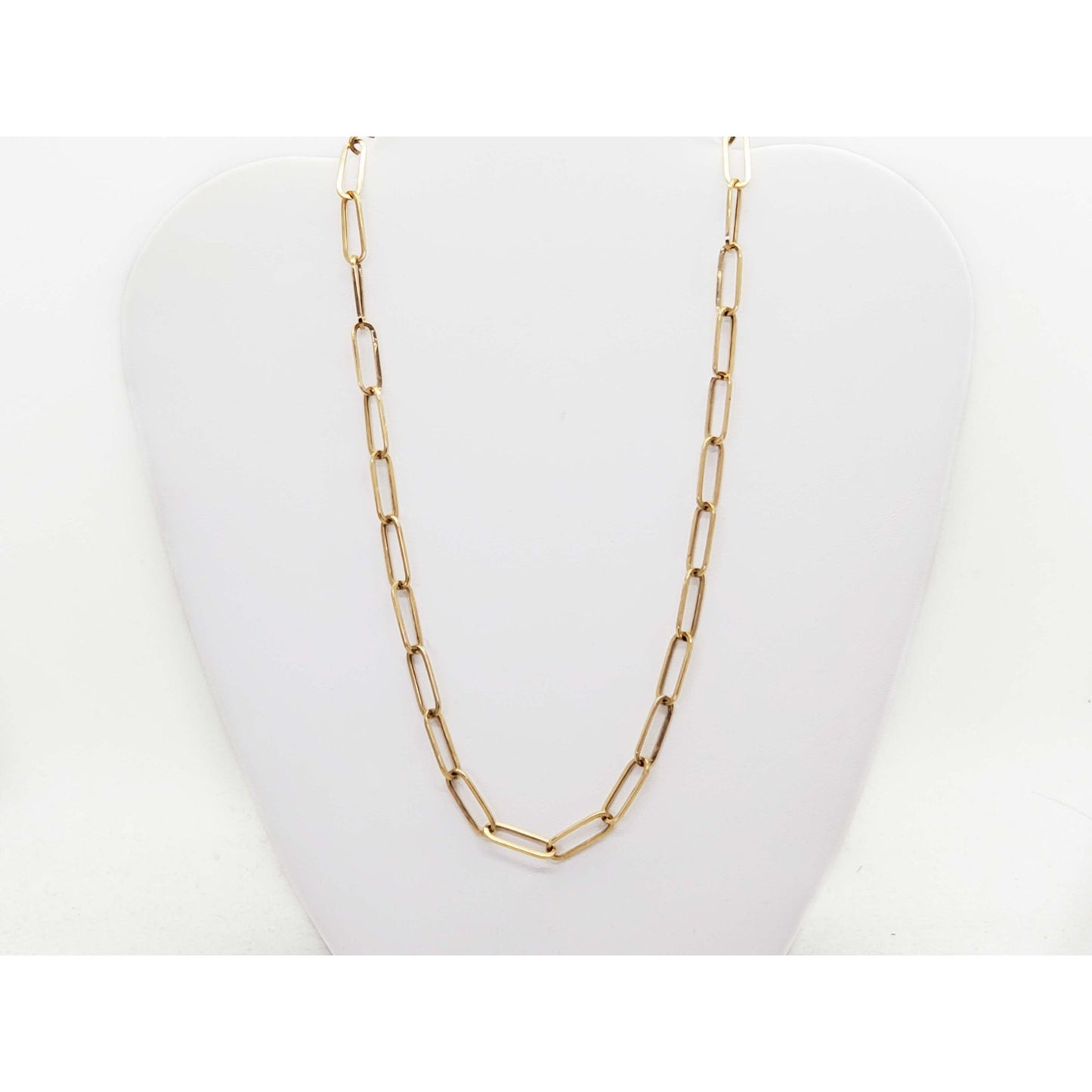 6mm Wide Paperclip Chain Necklace 18k Gold 17" Long