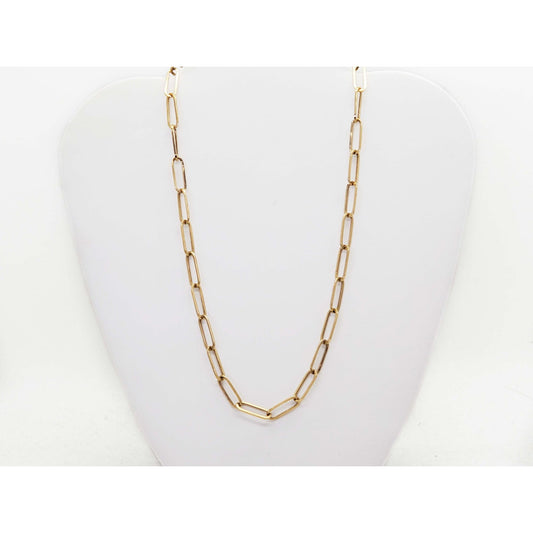6mm Wide Paperclip Chain Necklace 18k Gold 17" Long