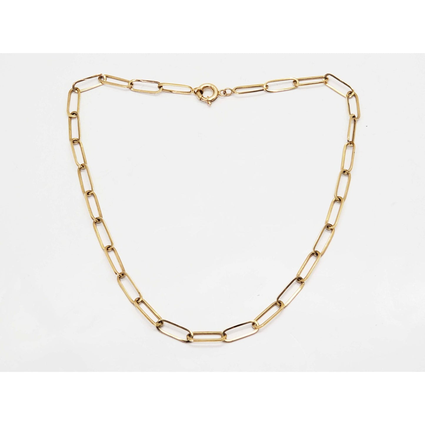 6mm Wide Paperclip Chain Necklace 18k Gold 17" Long