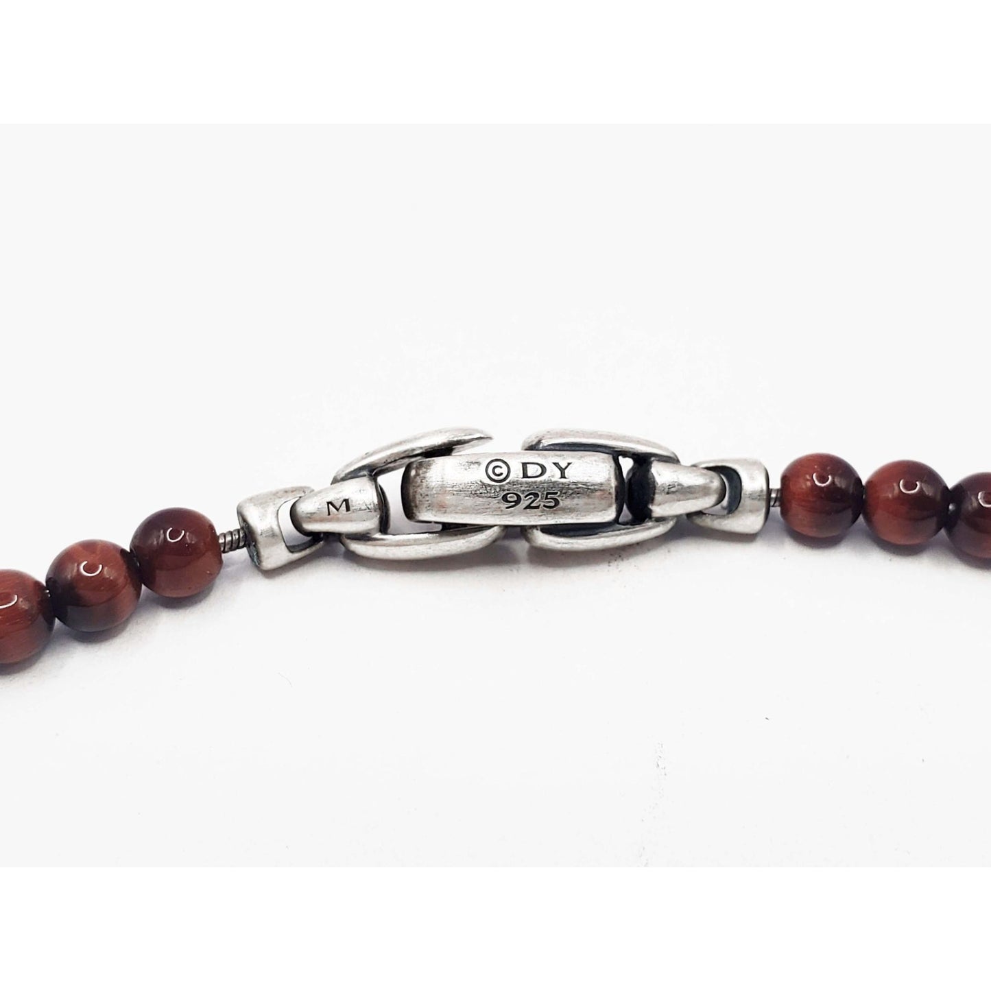 David Yurman Men's Spiritual Beads Bracelet Red Tiger's Eye with Sterling Silver