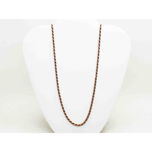 3.7mm Wide Rope Chain Necklace 14k Rose Gold 24" Long