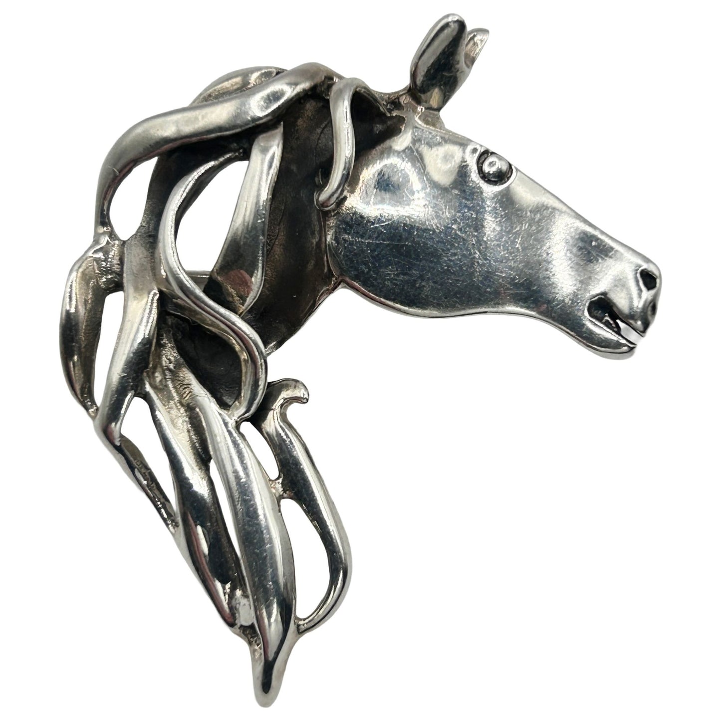 925 Sterling Silver Horse Head Brooch/Pin Equestrian Themed