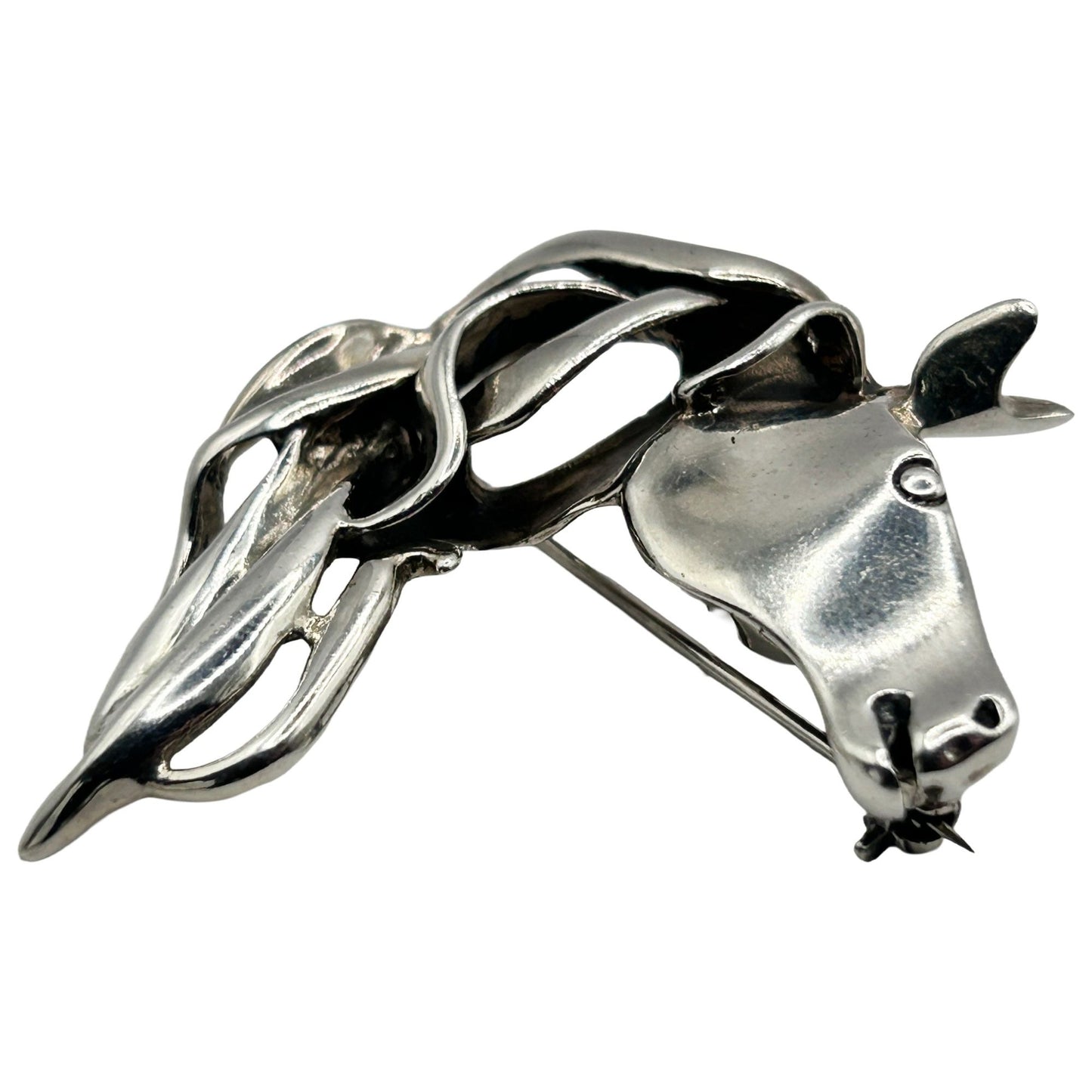 925 Sterling Silver Horse Head Brooch/Pin Equestrian Themed
