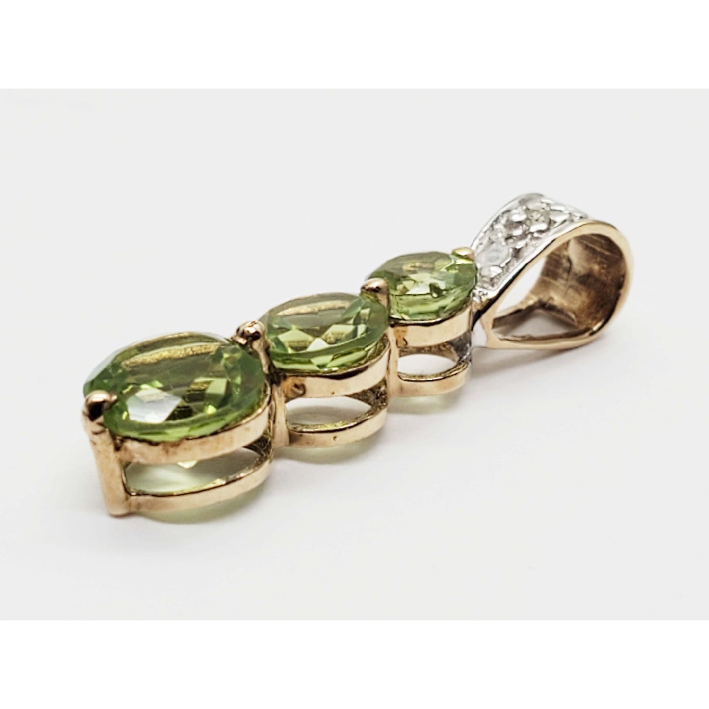 Peridot & Diamond Journey Pendant 10k Gold