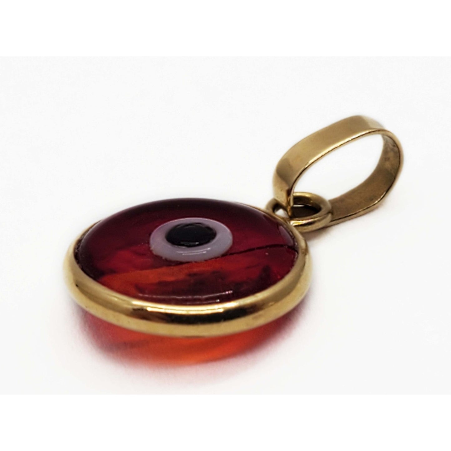 11mm Red Evil Eye Good Luck Charm 18k Gold