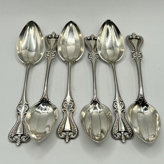 6 Antique Towle "Old Colonial" Sterling Silver Ribbed Spoons