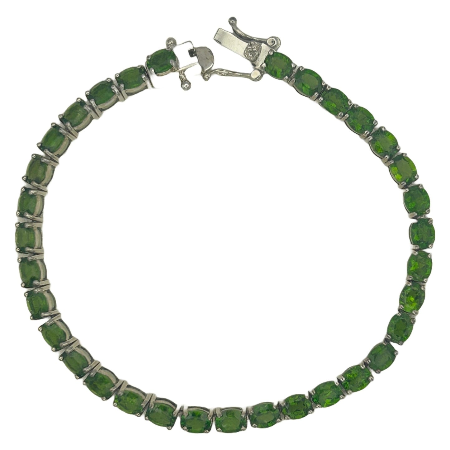 Tsavorite Garnet Bracelet 925 Sterling Cut Green Garnet Tsavorite Bracelet 7.75"