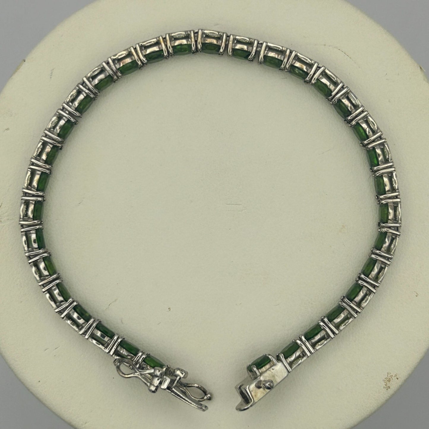 Tsavorite Garnet Bracelet 925 Sterling Cut Green Garnet Tsavorite Bracelet 7.75"