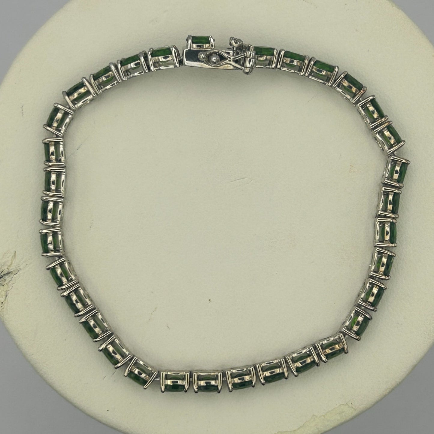 Tsavorite Garnet Bracelet 925 Sterling Cut Green Garnet Tsavorite Bracelet 7.75"
