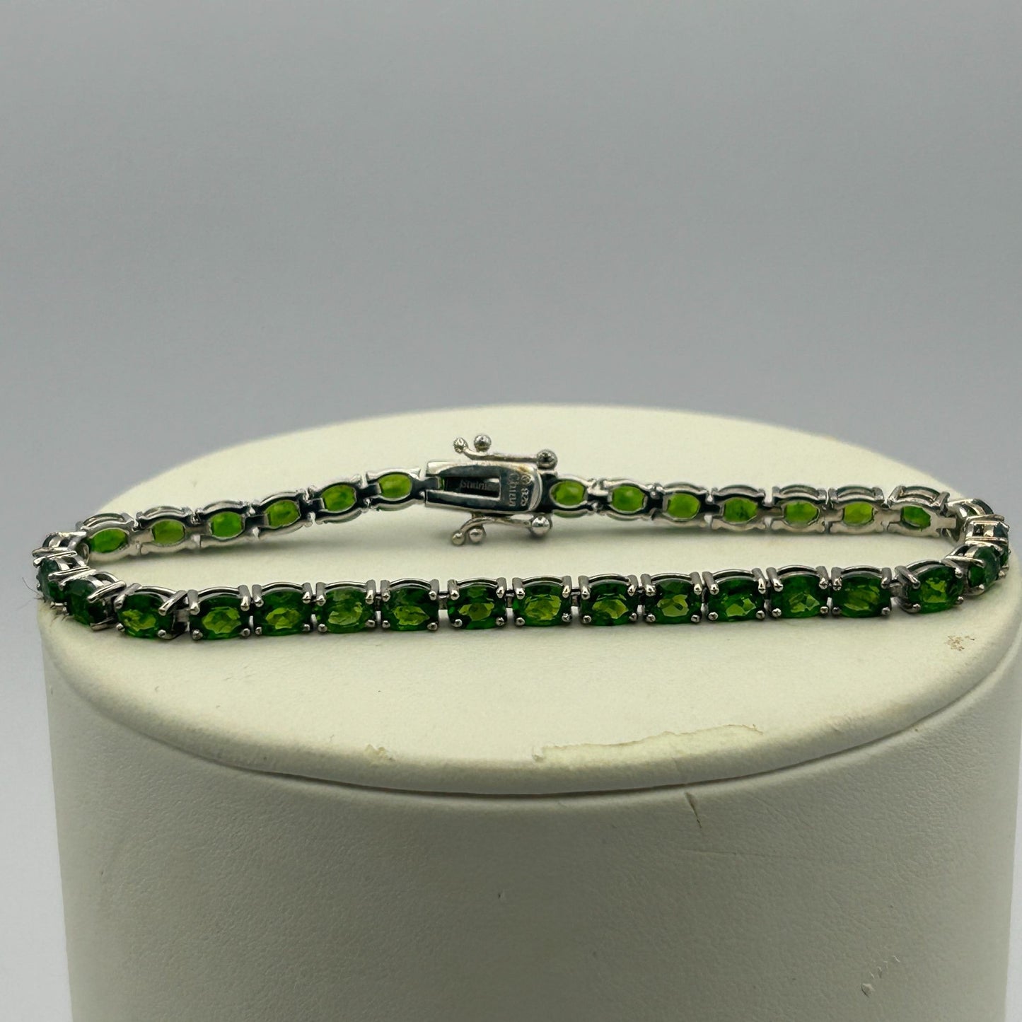 Tsavorite Garnet Bracelet 925 Sterling Cut Green Garnet Tsavorite Bracelet 7.75"