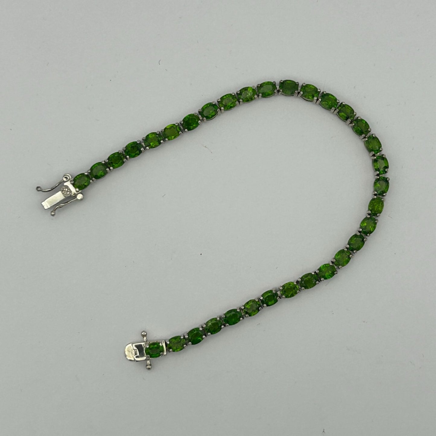 Tsavorite Garnet Bracelet 925 Sterling Cut Green Garnet Tsavorite Bracelet 7.75"