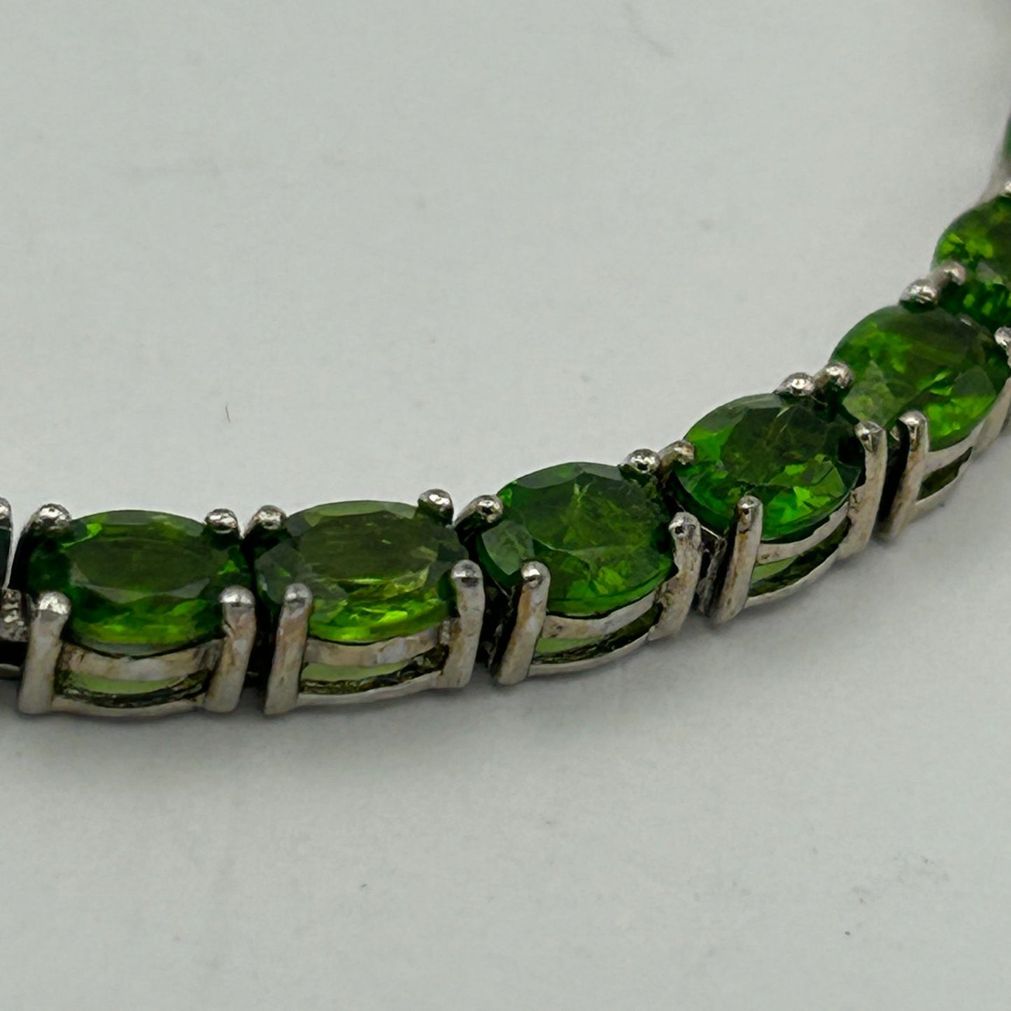 Tsavorite Garnet Bracelet 925 Sterling Cut Green Garnet Tsavorite Bracelet 7.75"