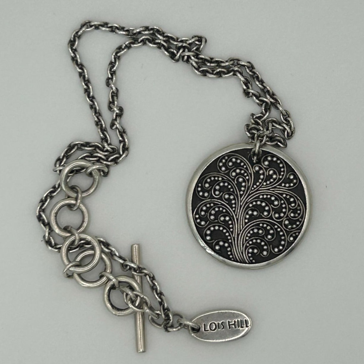 Lois Hill Tree of Life Granulated Sterling Silver Necklace