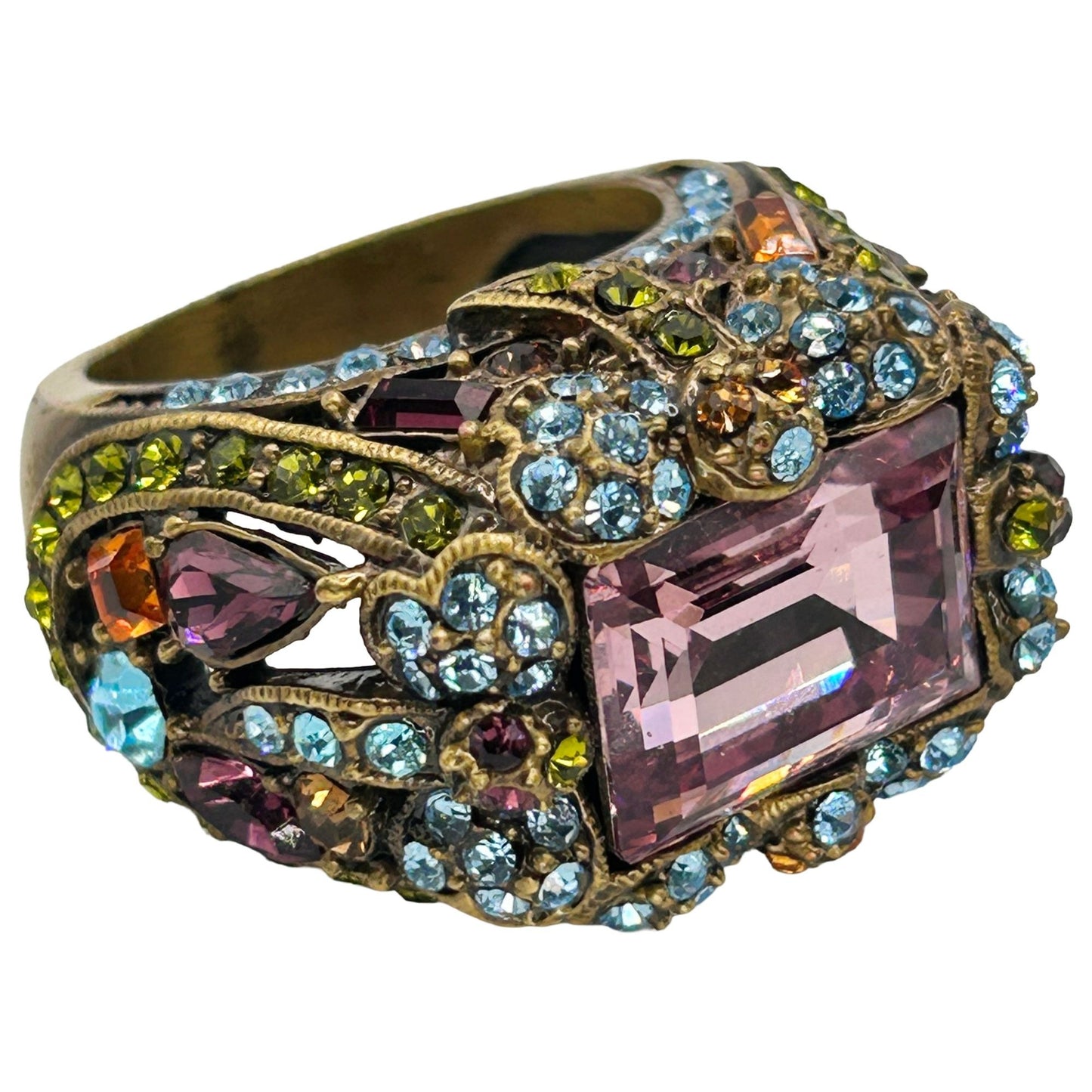 Heidi Daus Vintage "Damselfly" Amethyst Swarovski Crystal Ring - Size 9