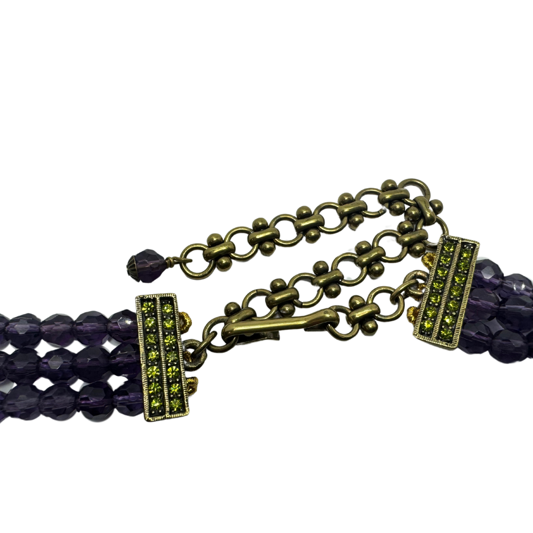Heidi Daus Multi-Stone Purple Faceted Bead 5 Strand Necklace 