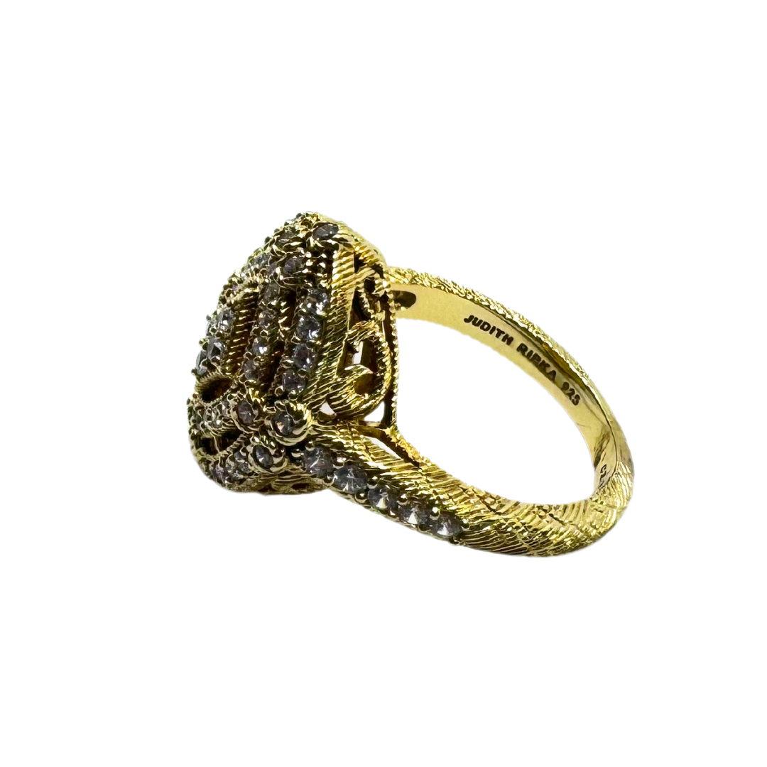 Judith Ripka Pave CZ Gold Vermeil SS Ring