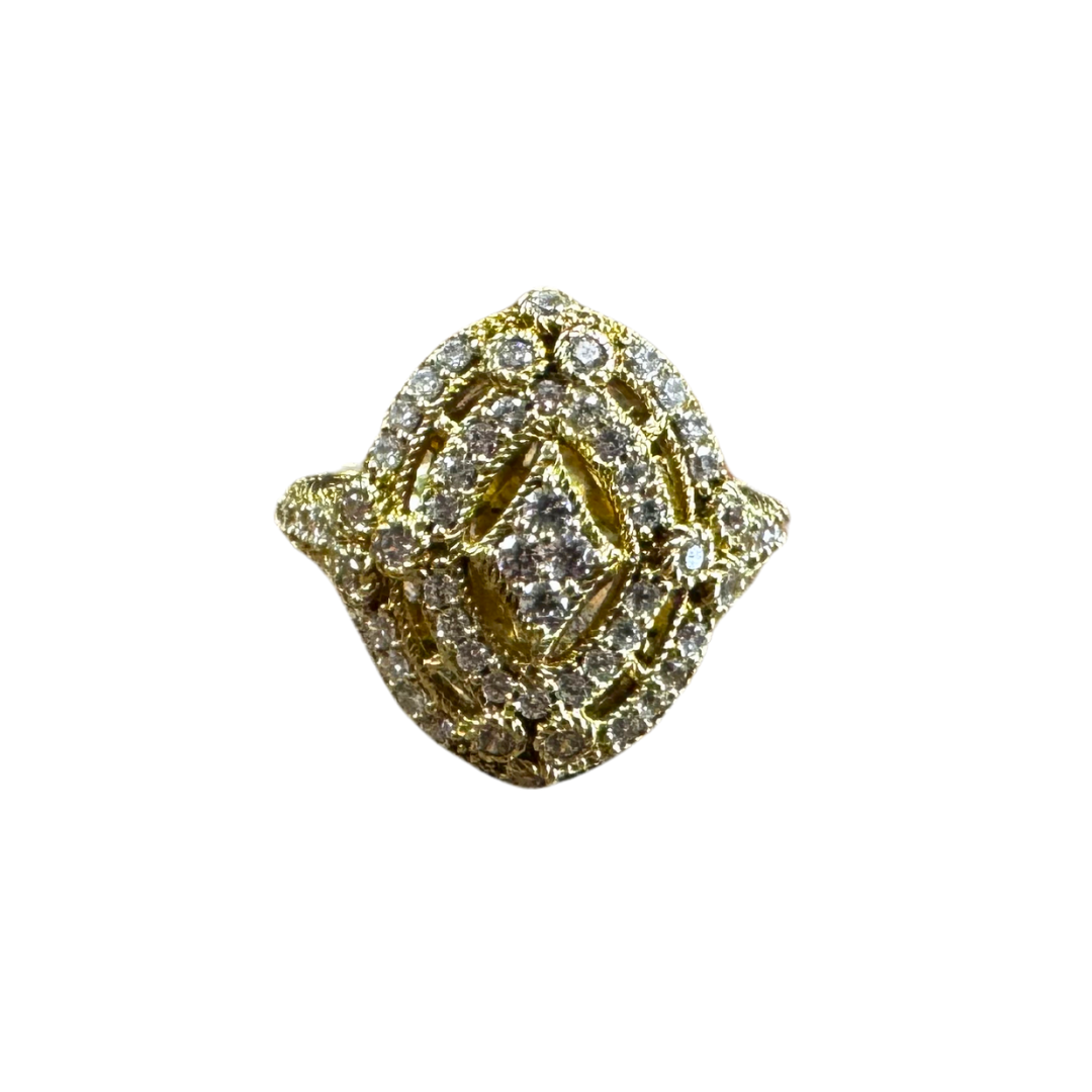 Judith Ripka Pave CZ Gold Vermeil SS Ring