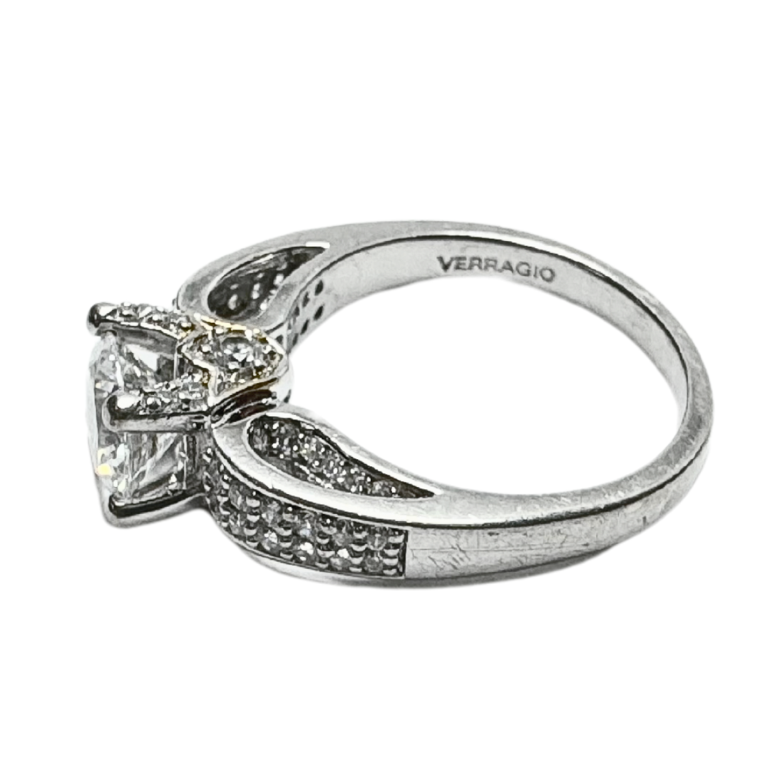 SS Verragio Cushion Cut CZ 2 Toned Ring