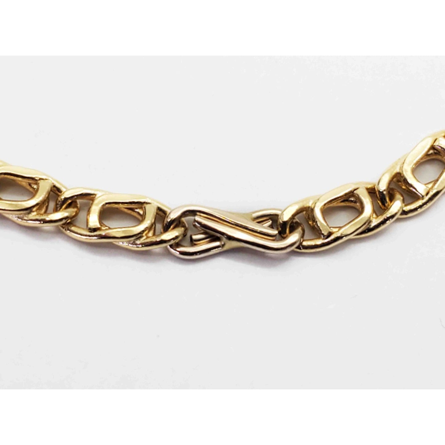 Italian 3.7mm Wide Fancy Link Tennis Bracelet 8" Long 18k Gold