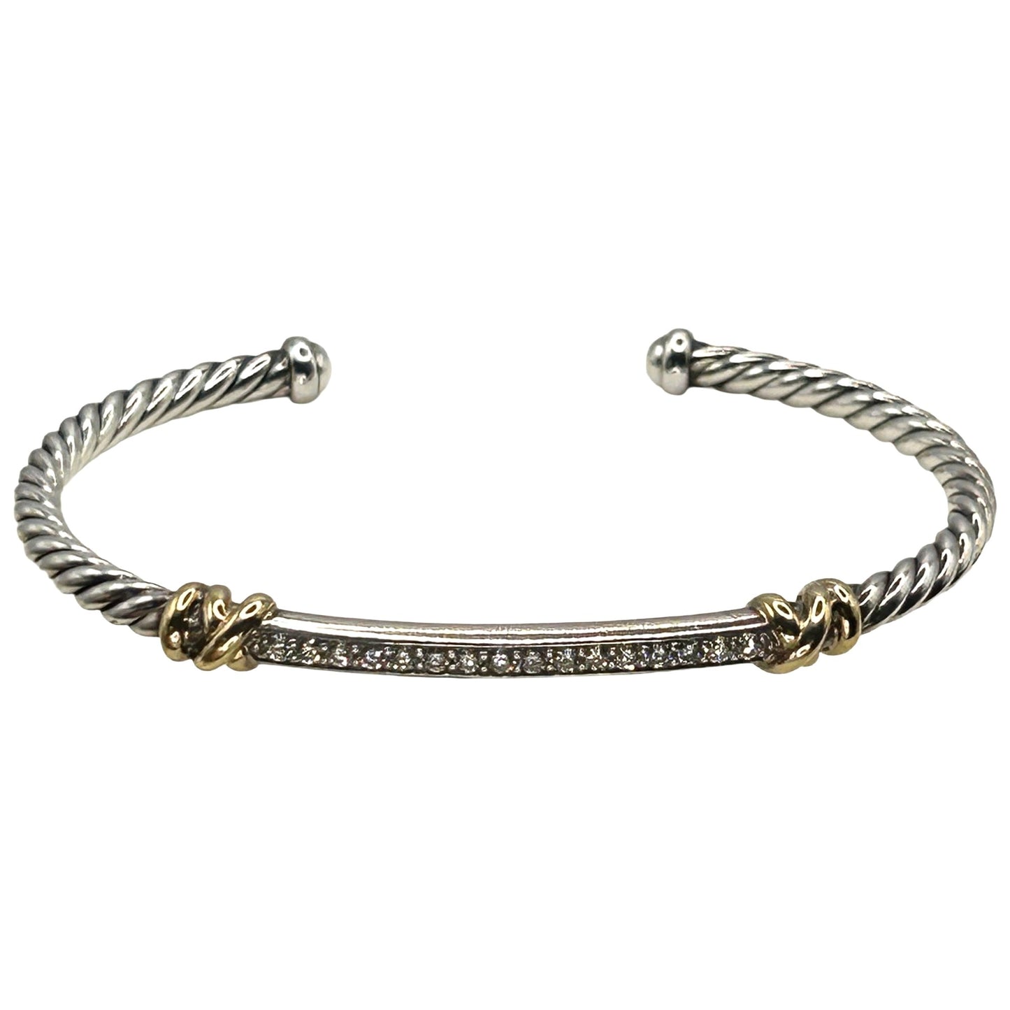 David Yurman Petite Helena Cable Station Bracelet 925 Silver/18k with Diamonds