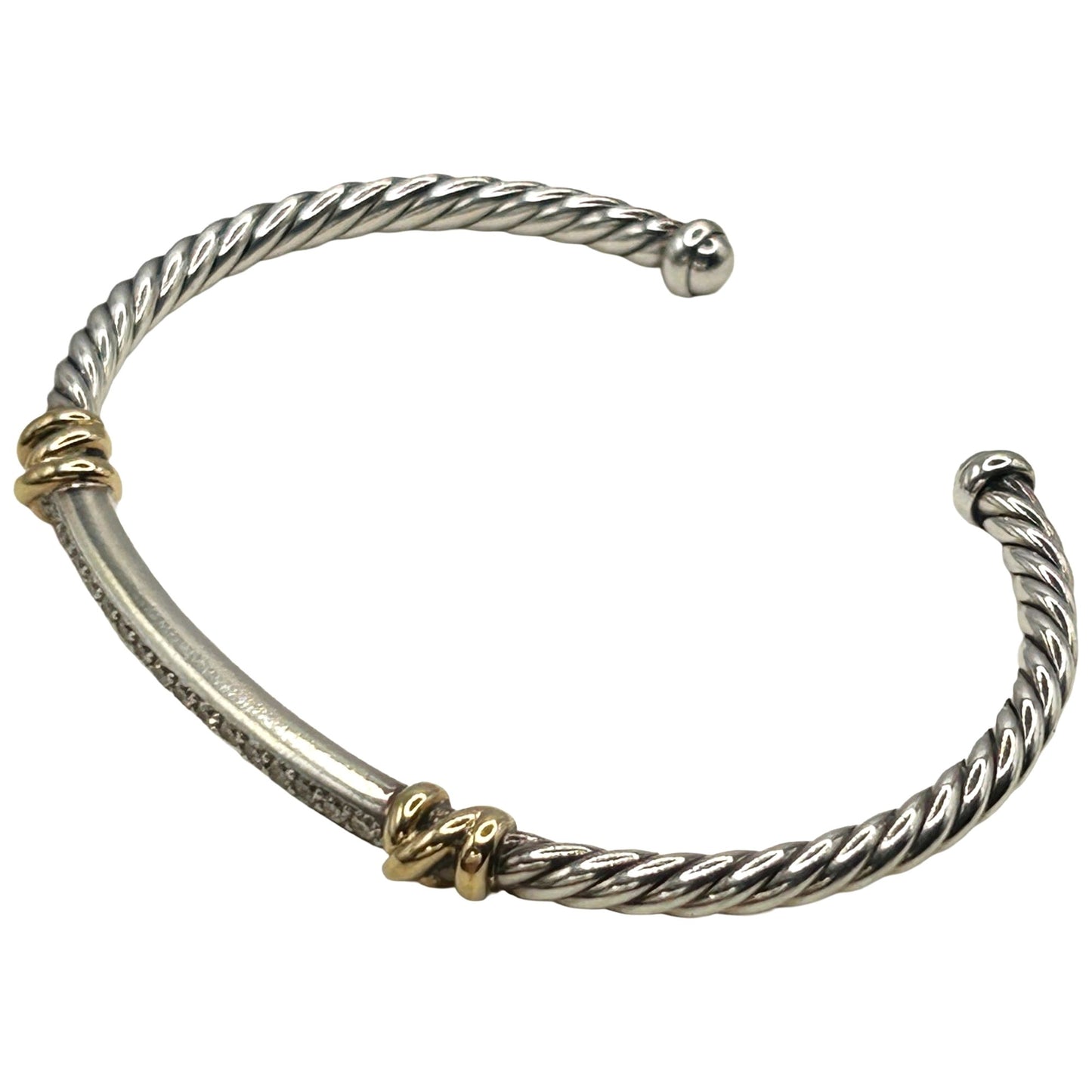 David Yurman Petite Helena Cable Station Bracelet 925 Silver/18k with Diamonds