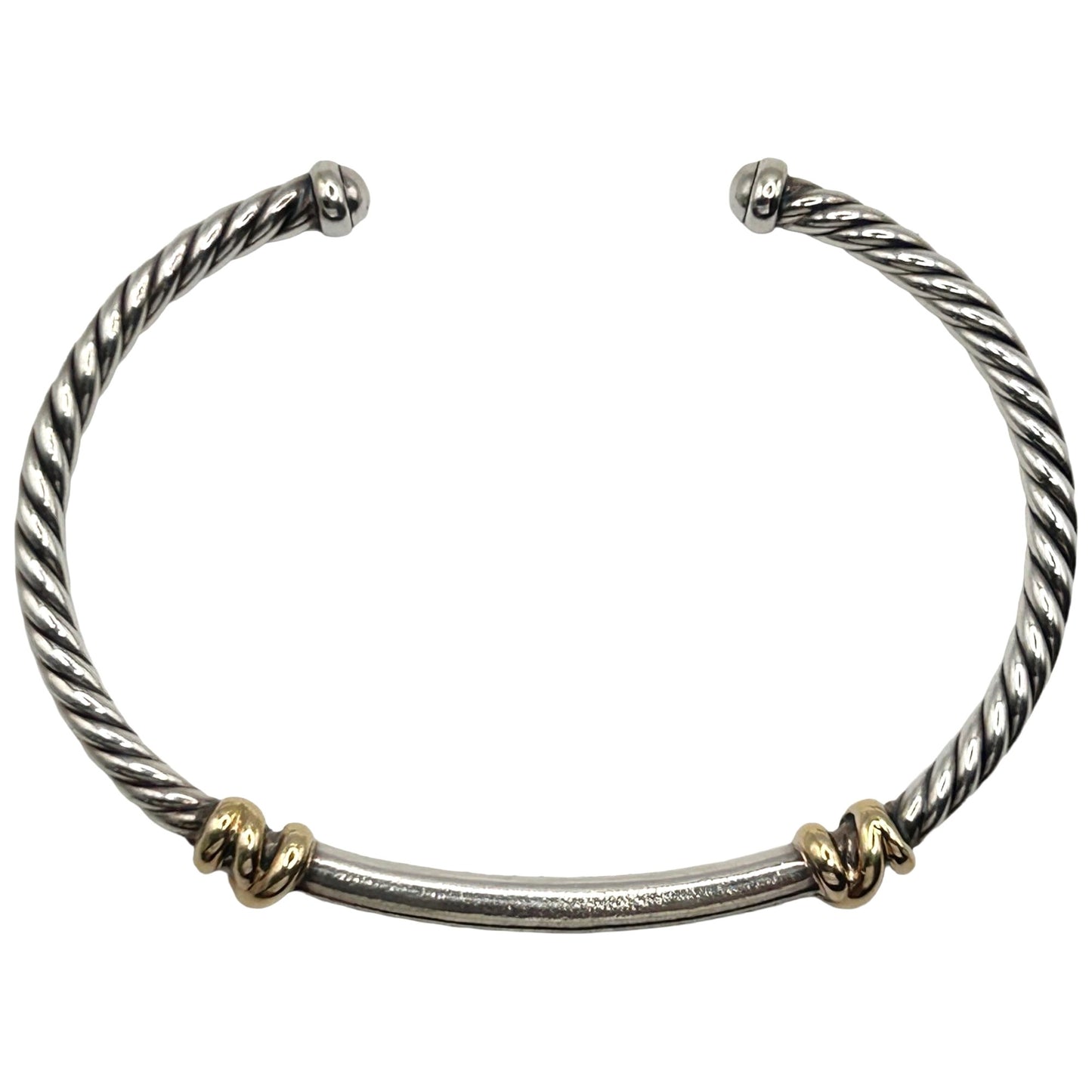 David Yurman Petite Helena Cable Station Bracelet 925 Silver/18k with Diamonds