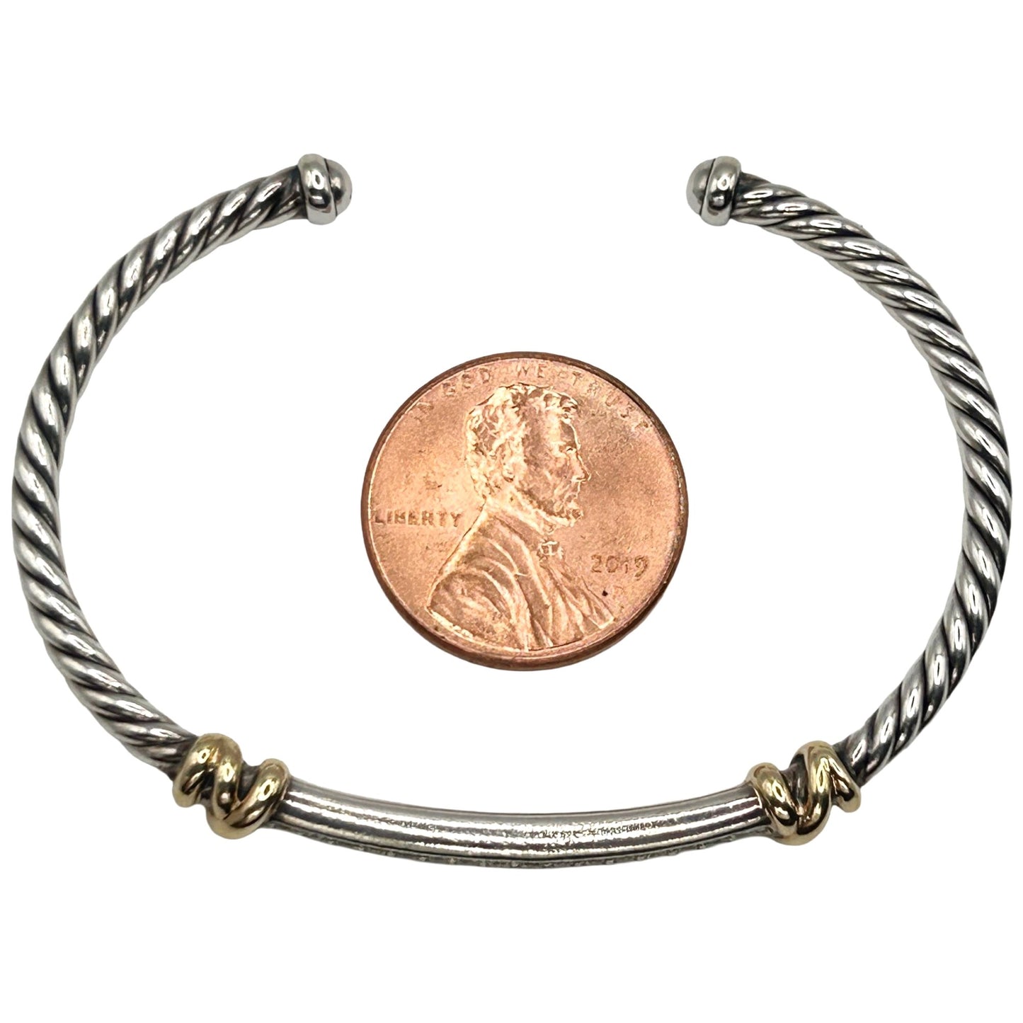 David Yurman Petite Helena Cable Station Bracelet 925 Silver/18k with Diamonds