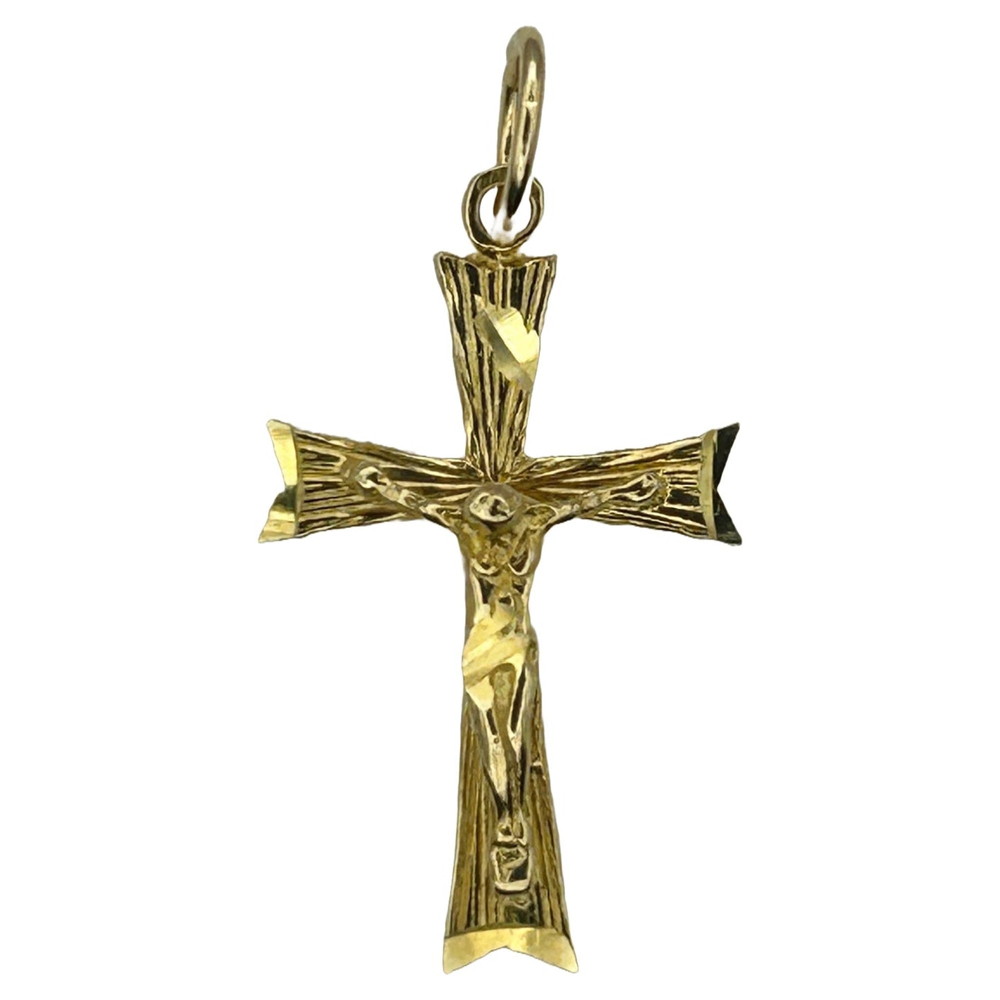 14K Gold Crucifix Necklace Pendant 20mm x 12mm x 3mm 0.7g