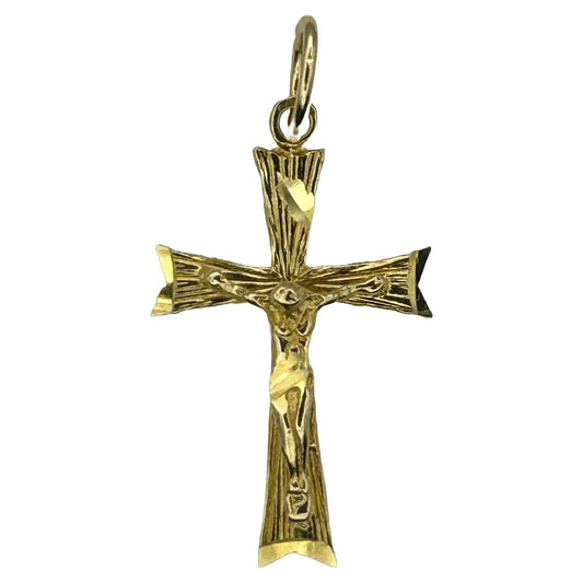 14K Gold Crucifix Necklace Pendant 20mm x 12mm x 3mm 0.7g