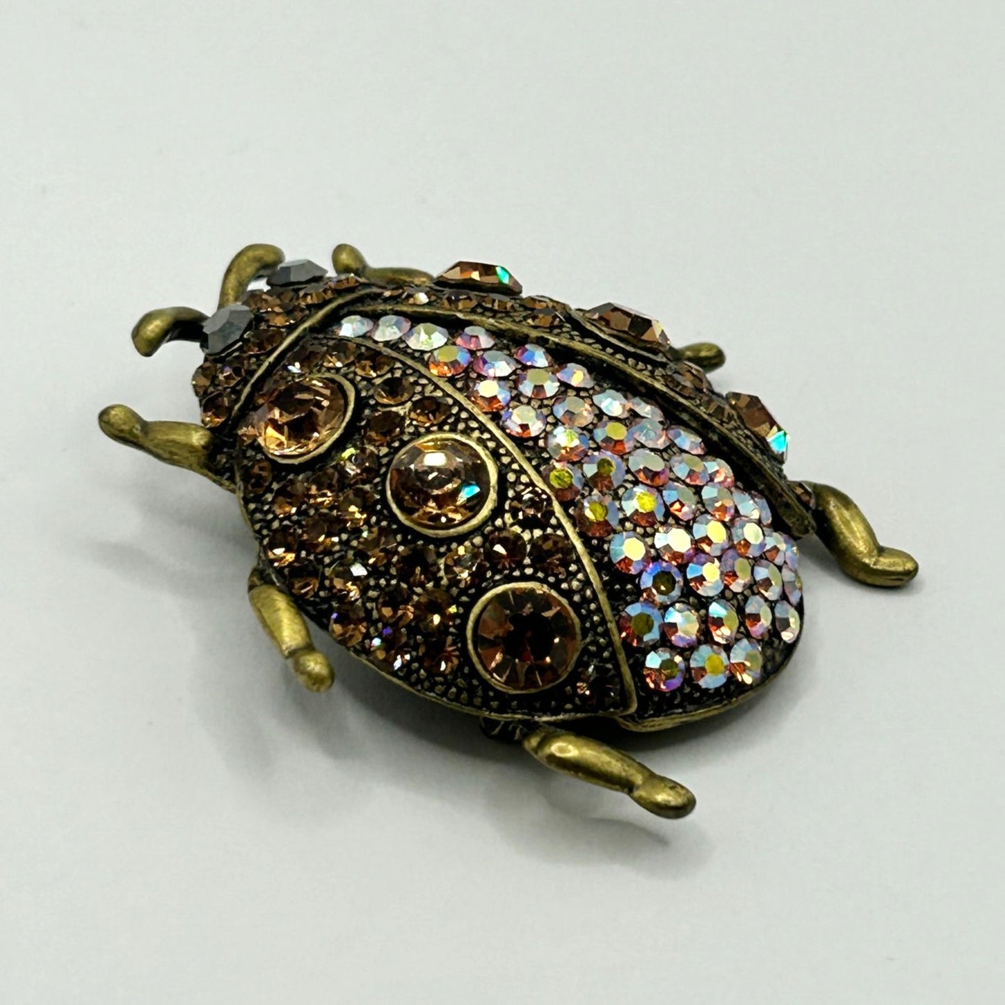 Sparkling Ladybug/Beetle Brooch Pin with Multicolor Rhinestones
