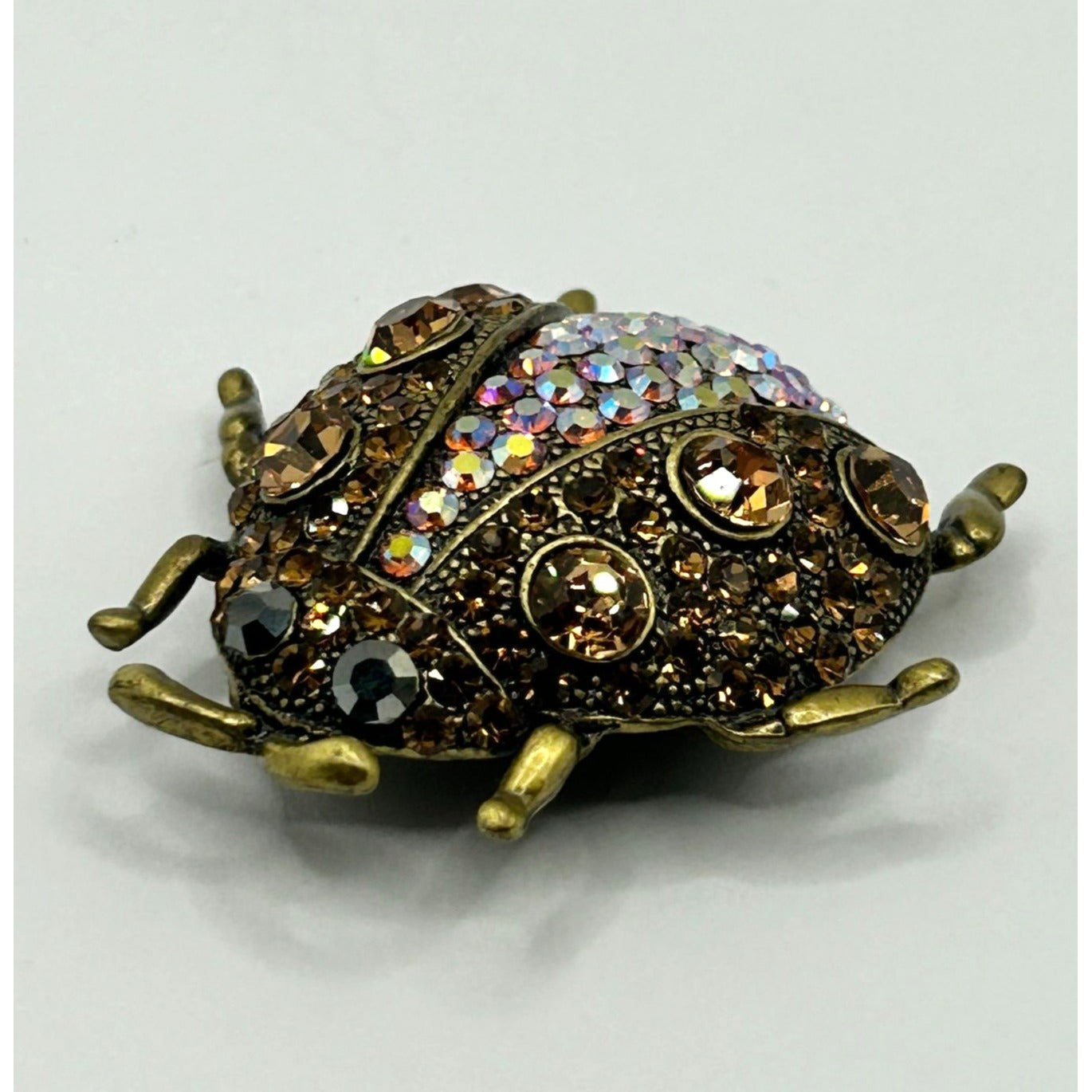 Sparkling Ladybug/Beetle Brooch Pin with Multicolor Rhinestones