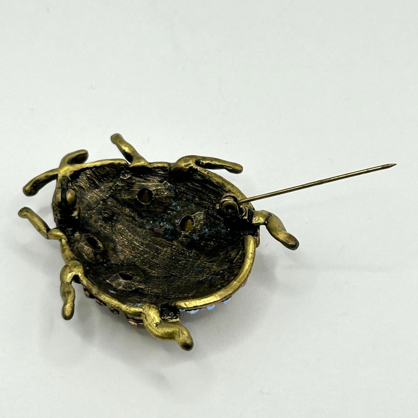 Sparkling Ladybug/Beetle Brooch Pin with Multicolor Rhinestones