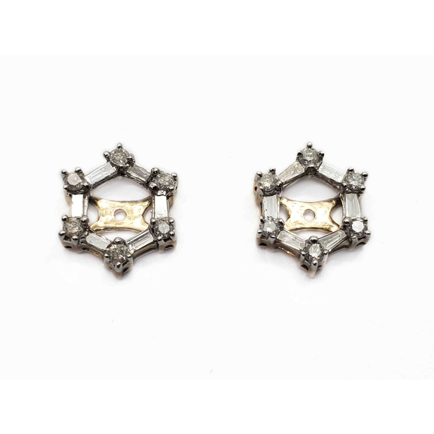 0.54 ctw Round Brilliant & Baguette Natural Diamond Earring Jackets 10k Gold