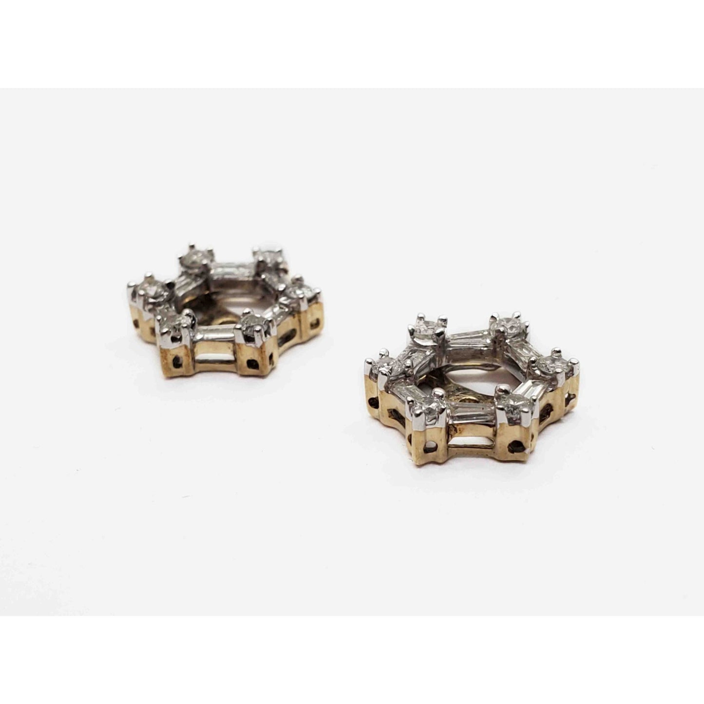 0.54 ctw Round Brilliant & Baguette Natural Diamond Earring Jackets 10k Gold