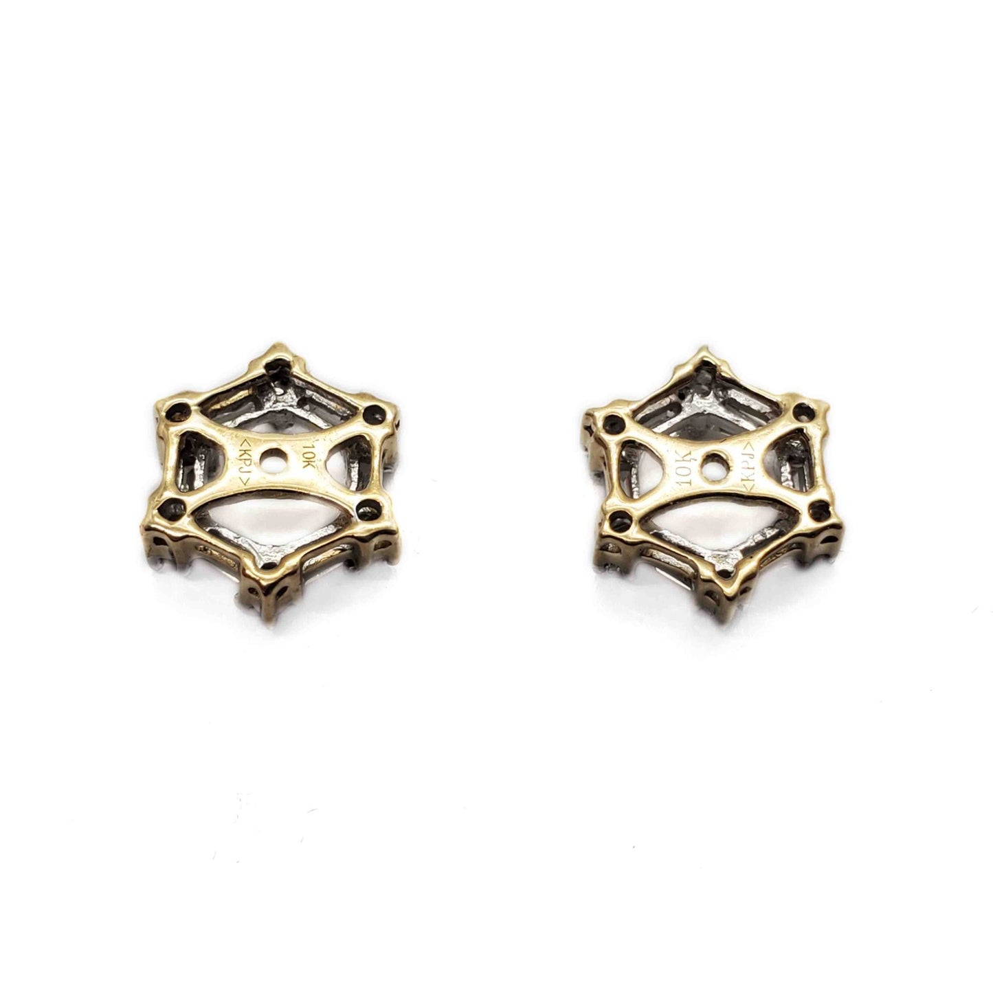 0.54 ctw Round Brilliant & Baguette Natural Diamond Earring Jackets 10k Gold