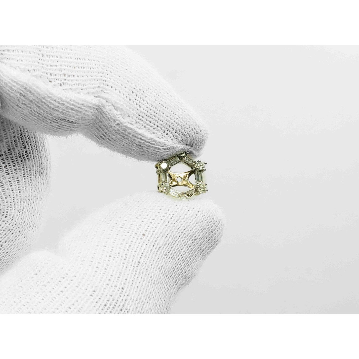 0.54 ctw Round Brilliant & Baguette Natural Diamond Earring Jackets 10k Gold