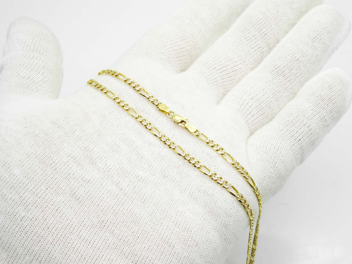 3mm Wide Figaro Chain Necklace 14k Two-Tone Gold 19" Long 8.7 Grams