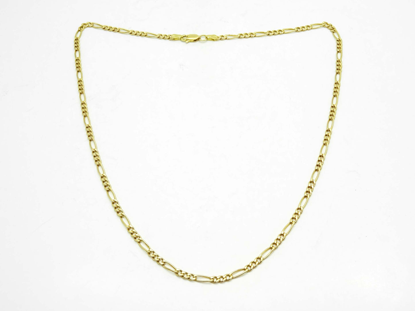 3mm Wide Figaro Chain Necklace 14k Gold 18" Long 4.2 Grams