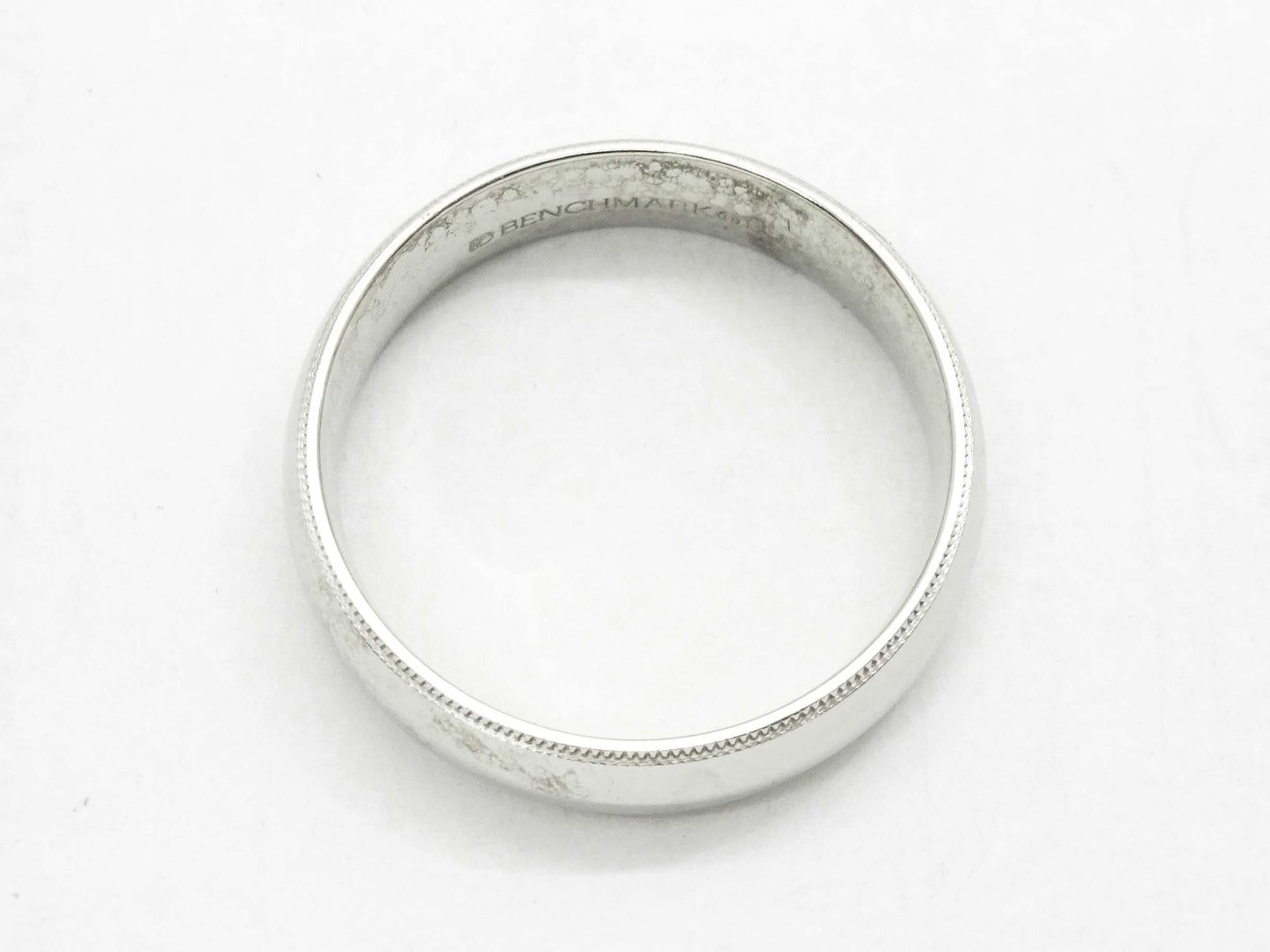 Benchmark 6mm Round Milgrain Edge Polished Wedding Band Ring Platinum Size 10.75